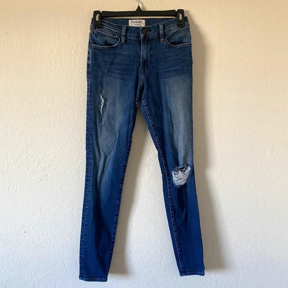 Frame Womens Jeans Size 25 Le High Skinny Distressed Medium Wash Denim Pants